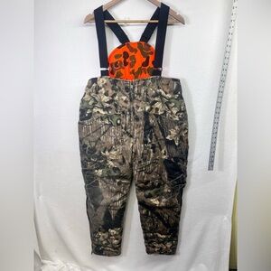 Vintage Johnson Garment Mossy Oak Camo Reversible Hunting Bibs Overalls Mens L